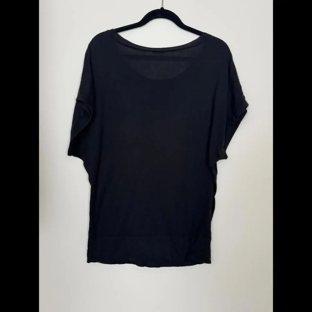 J.Crew Black Loose Fit Wool Blend short sleeve sweater size Medium
